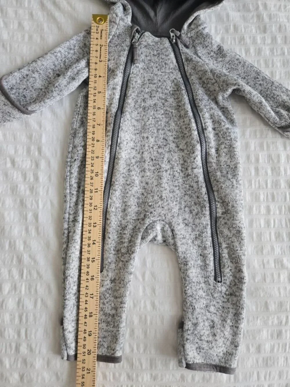 H&M Baby Fleece Hooded Bunting Suit Gray Heather 2-4 Months Full Zip One Piece